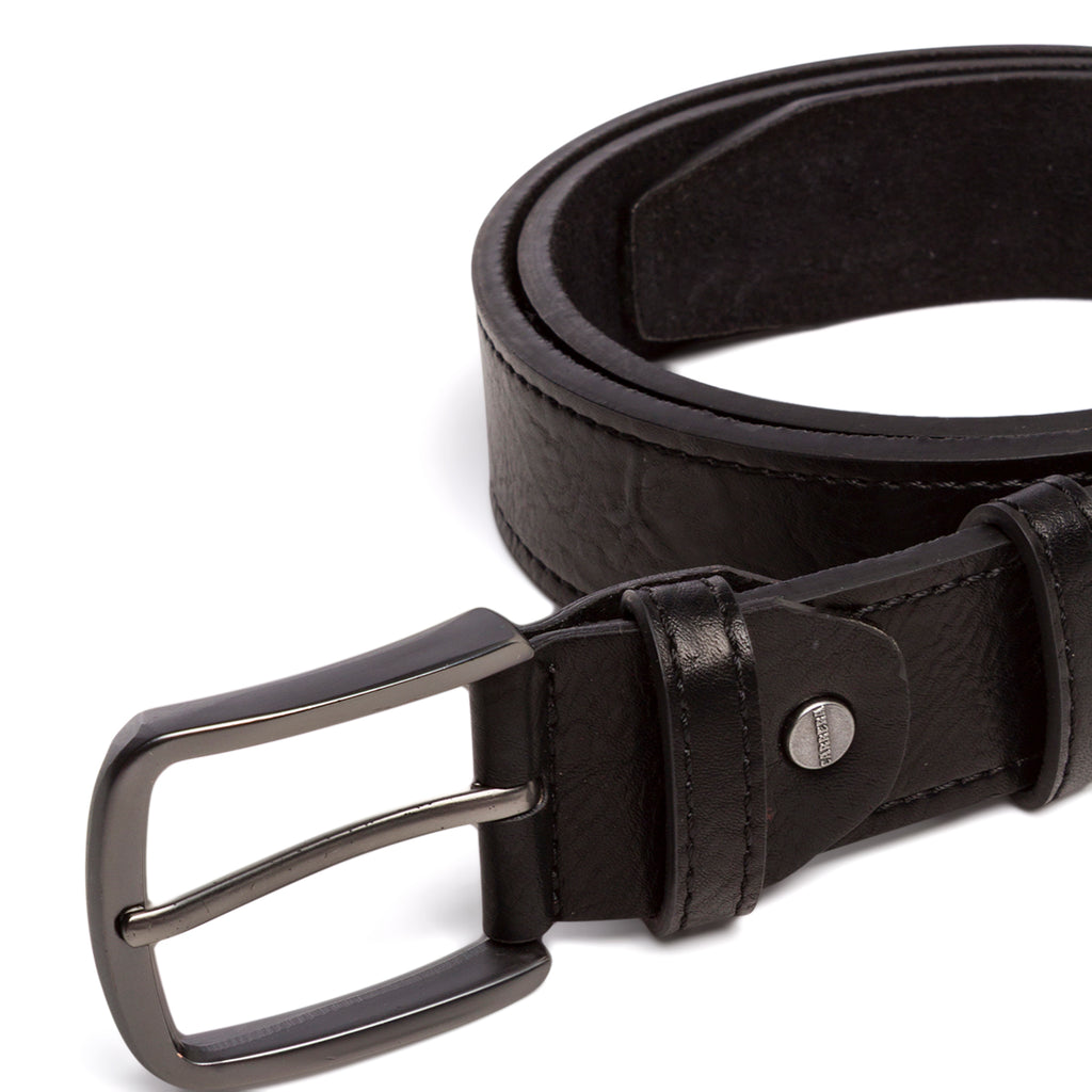 Cintura da Uomo Nera con Fibbia Gunmetal Carrera