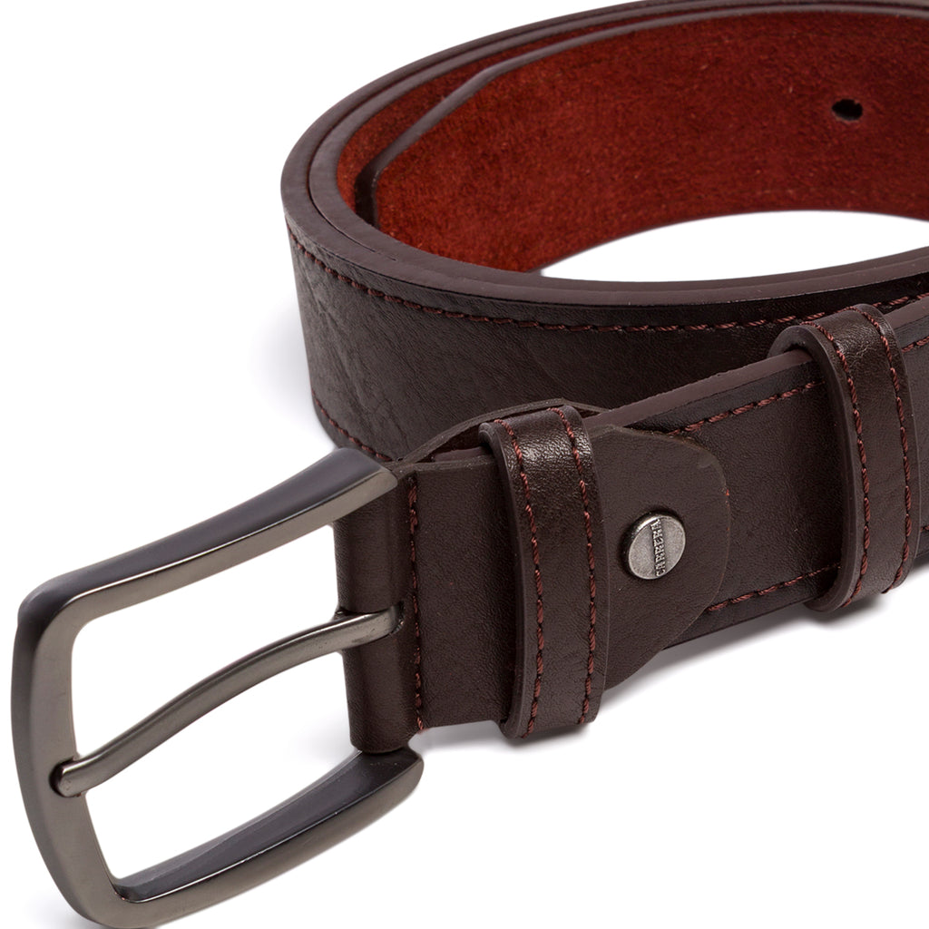 Cintura da Uomo Marrone con Fibbia Gunmetal Carrera