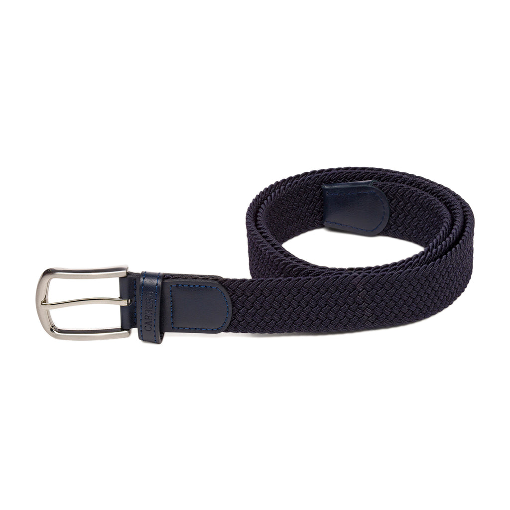 Cintura da Uomo Blu Intrecciata con Fibbia in Metallo Carrera