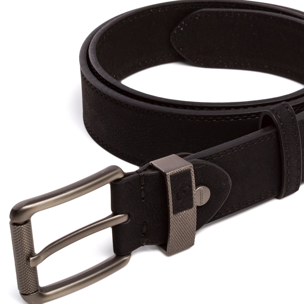 Cintura da Uomo Nera con Fibbia in Metallo Satinato Carrera