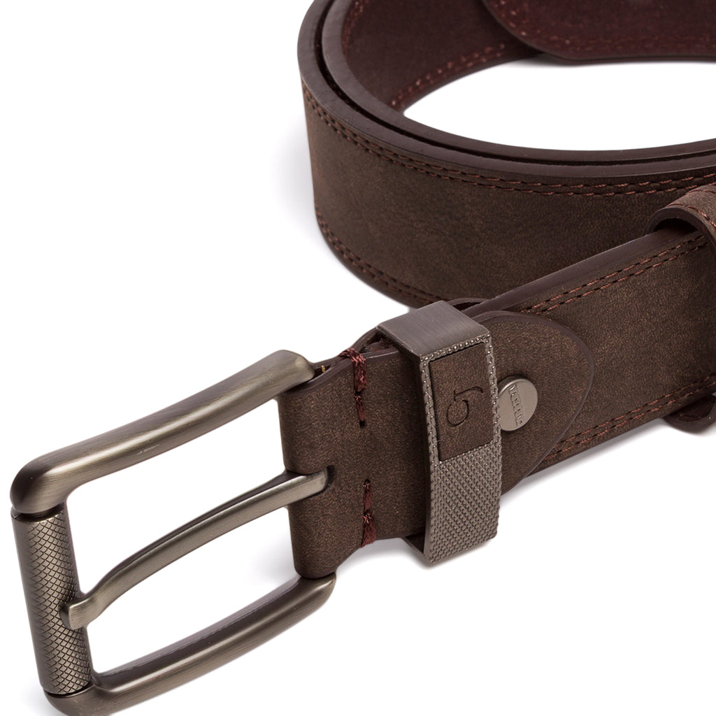 Cintura da Uomo Marrone con Fibbia in Metallo Satinato Carrera