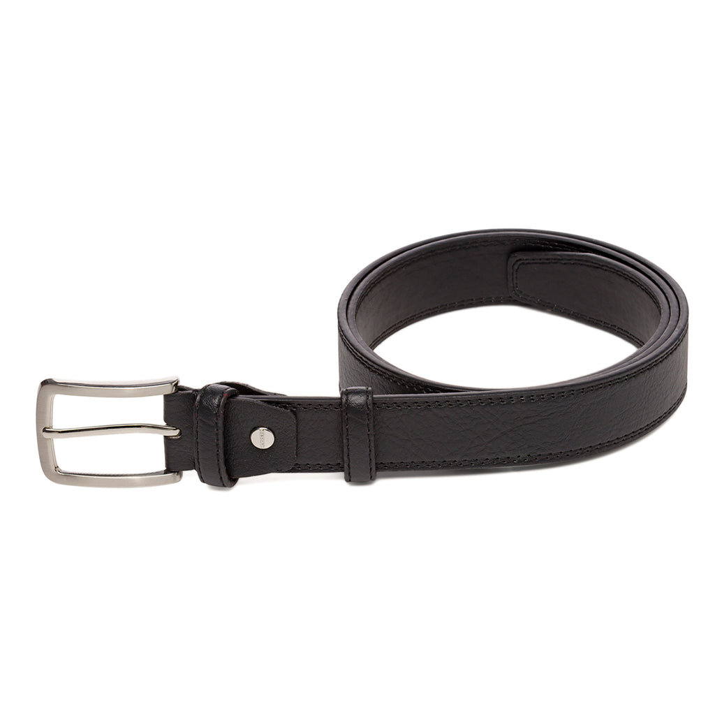 Cintura da Uomo Nera con Fibbia in Metallo Satinato Carrera