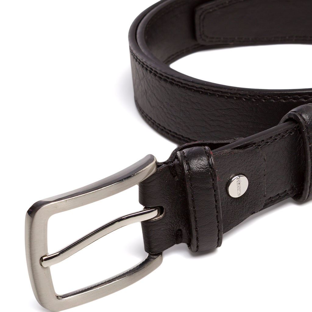 Cintura da Uomo Nera con Fibbia in Metallo Satinato Carrera