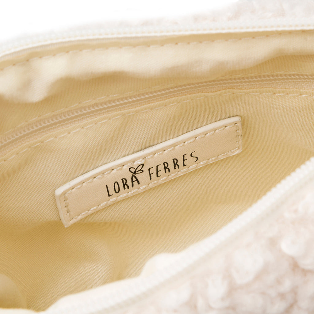 Pochette con pelliccia sintetica bianca da donna Lora Ferres