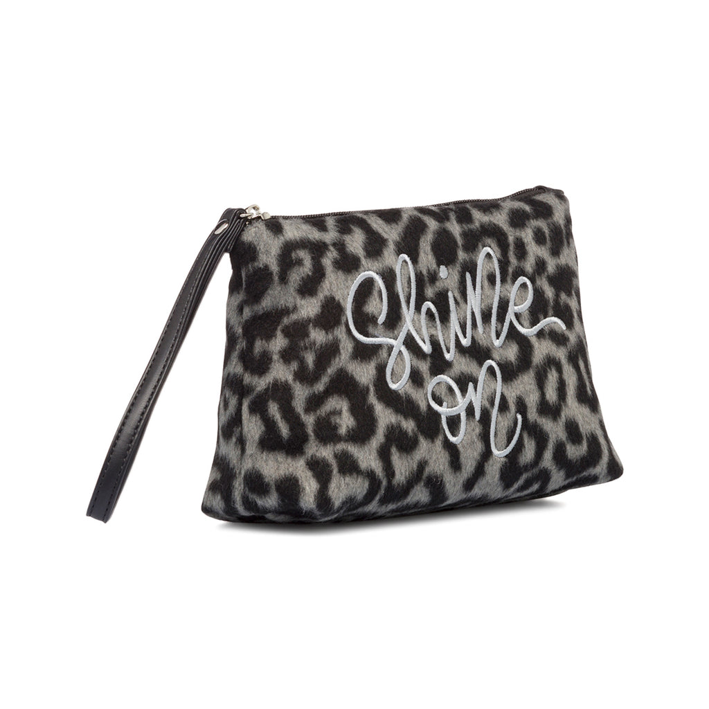 Pochette con pelliccia sintetica animalier grigia e nera da donna Lora Ferres