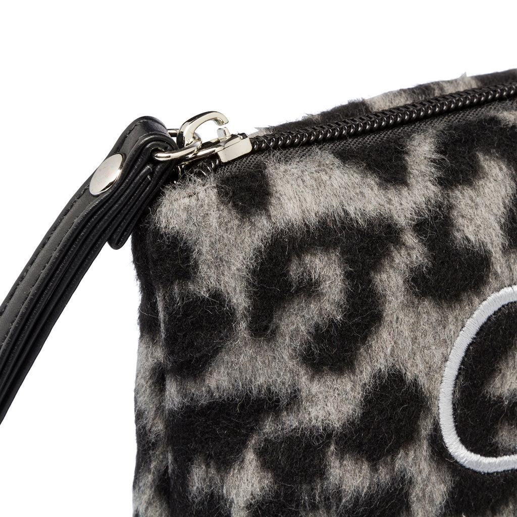 Pochette con pelliccia sintetica animalier grigia e nera da donna Lora Ferres