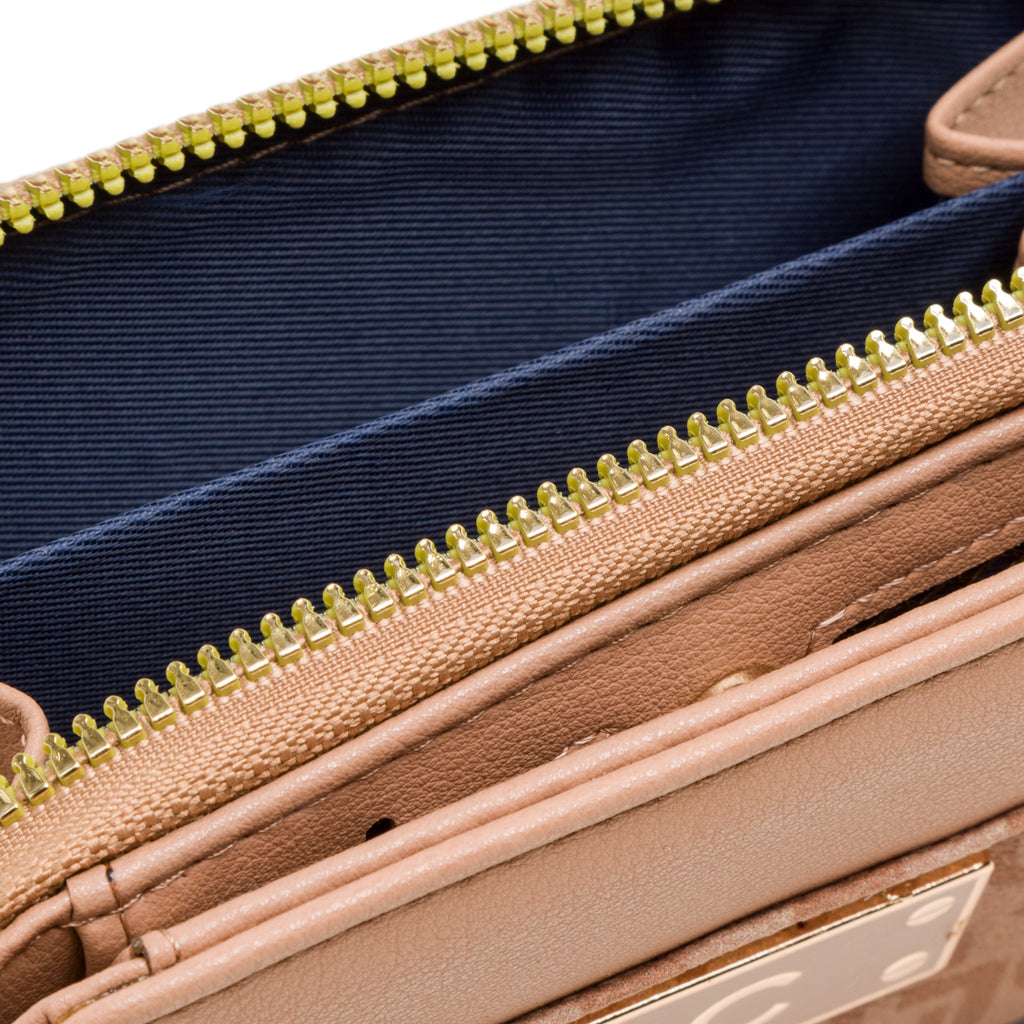 Portafoglio da donna nude e beige con logo Carrera Jeans