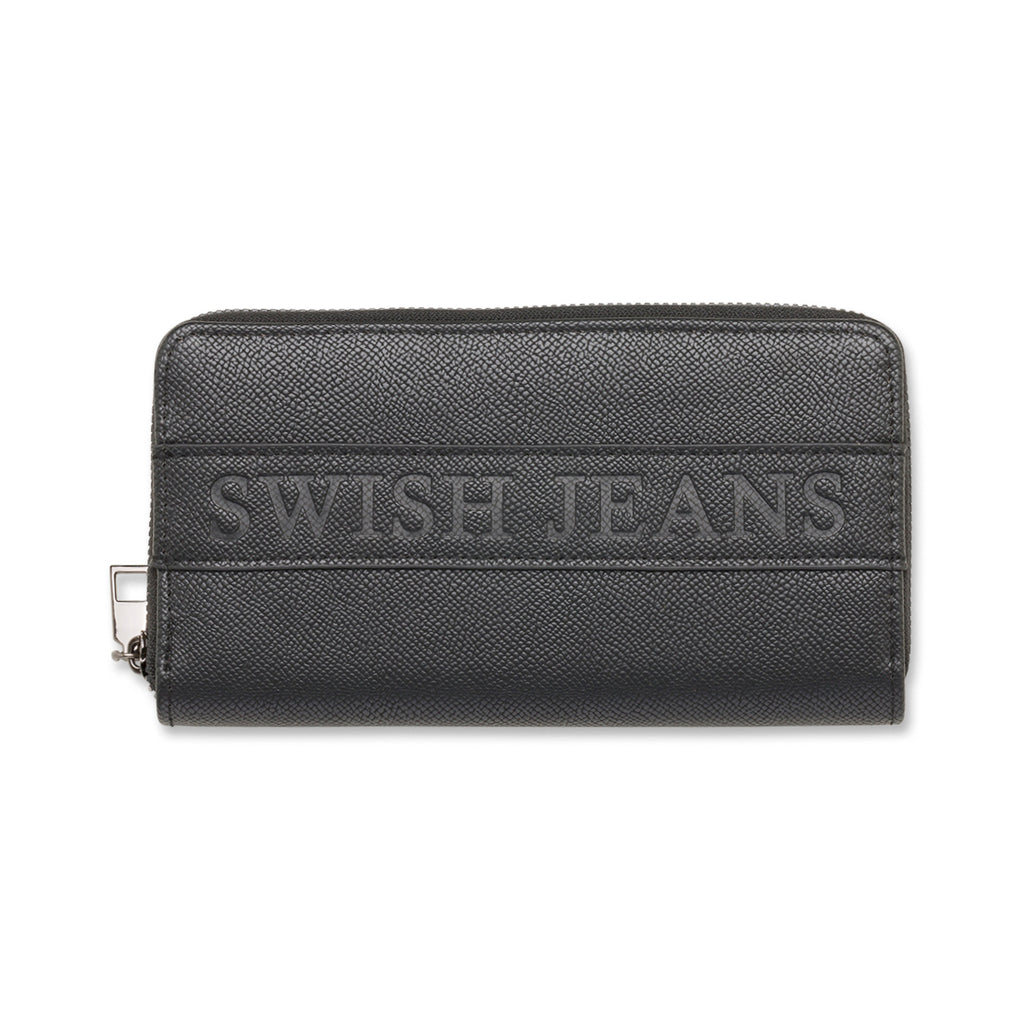 Portafoglio da donna nero con logo Swish Jeans