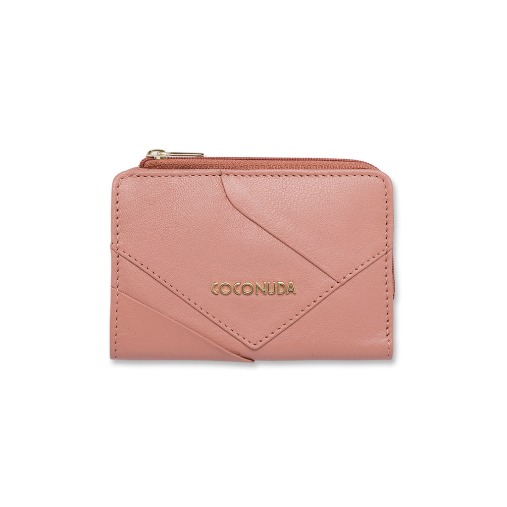 Portafoglio da donna in pelle rosa con logo Coconuda