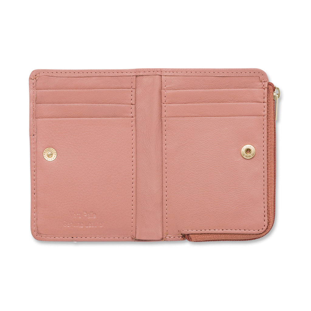 Portafoglio da donna in pelle rosa con logo Coconuda