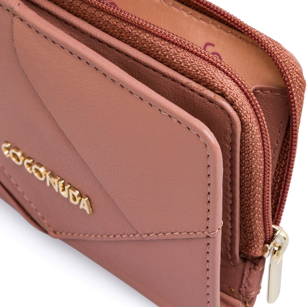 Portafoglio da donna in pelle rosa con logo Coconuda