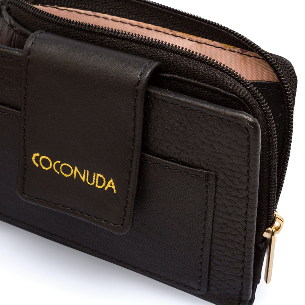 Portafoglio da donna nero con patta e zip Coconuda