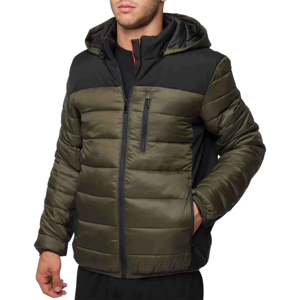 Piumino verde da uomo con dettaglio arancione Gate 76