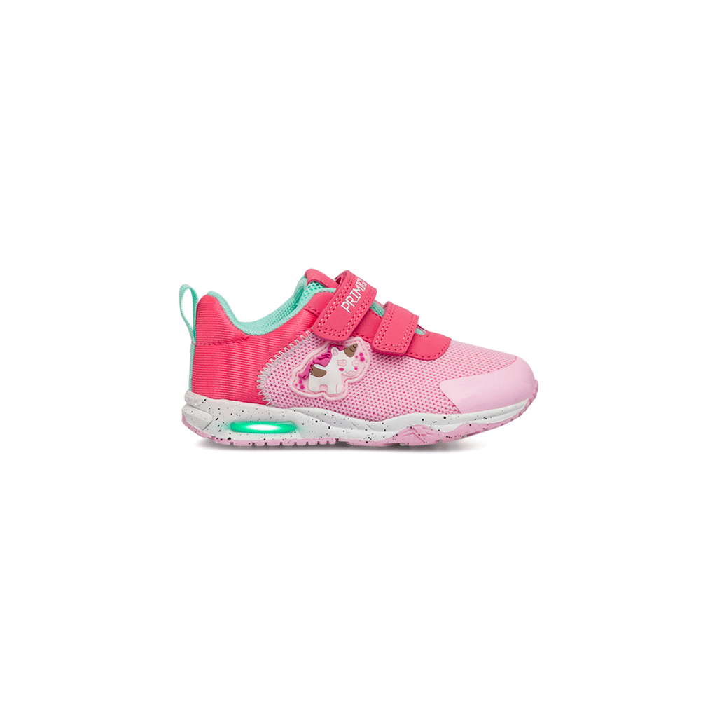 Sneakers primi passi rosa da bambina con luci nella suola Primigi Baby Air Light