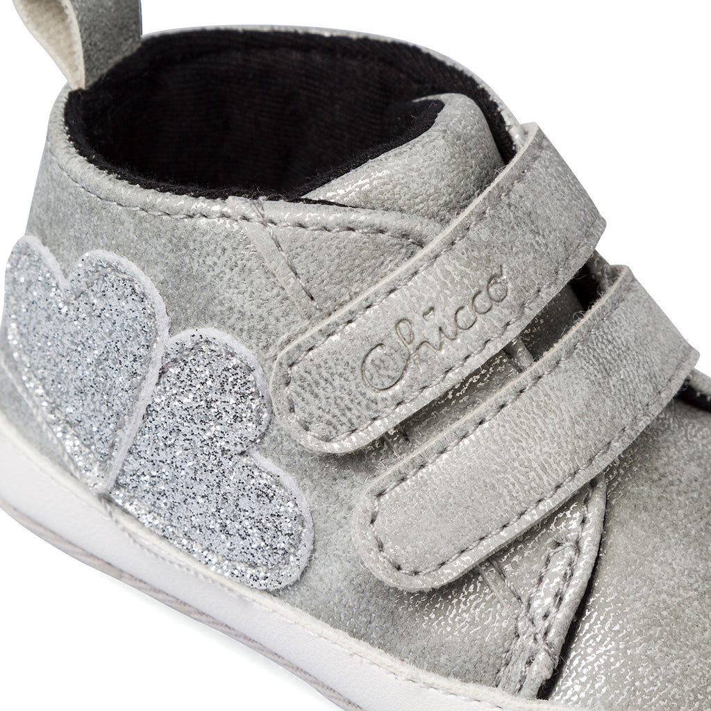 Sneakers alte argento da bambina primi passi Chicco