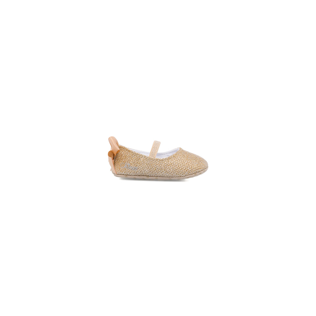 Ballerine neonata Chicco oro con glitter e fiocco in raso