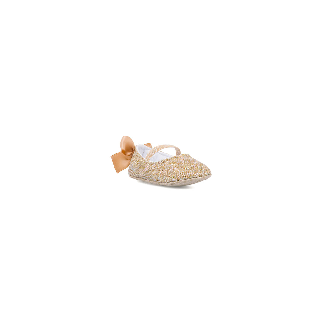Ballerine neonata Chicco oro con glitter e fiocco in raso