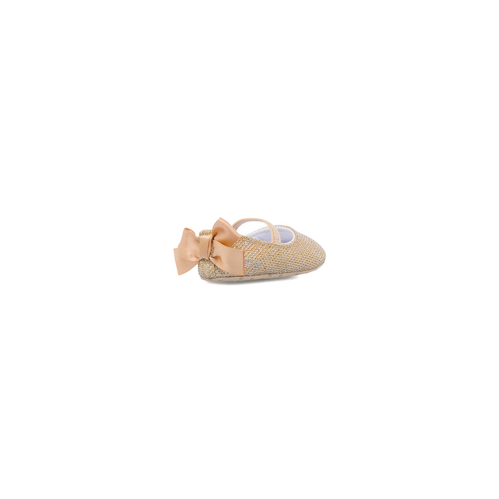 Ballerine neonata Chicco oro con glitter e fiocco in raso