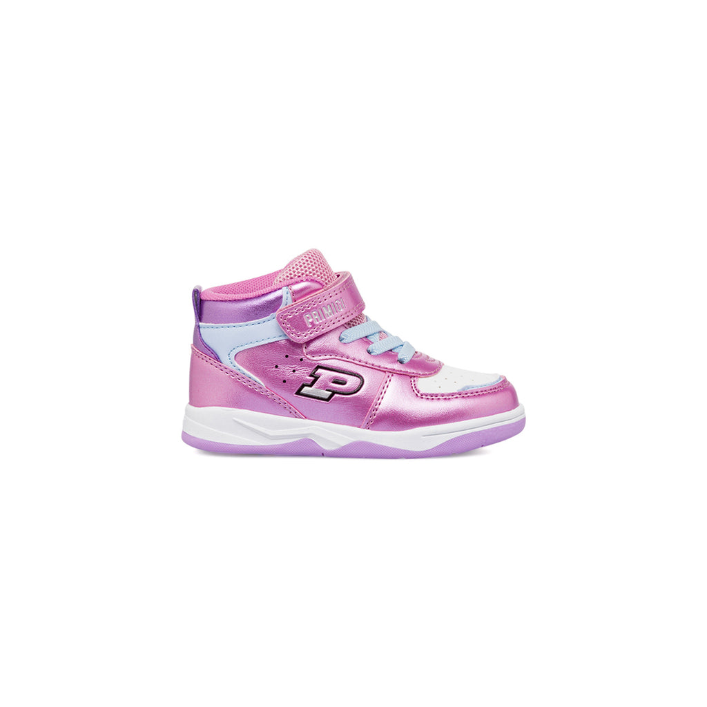 Sneakers primi passi bambina rosa metallizzato con logo Primigi