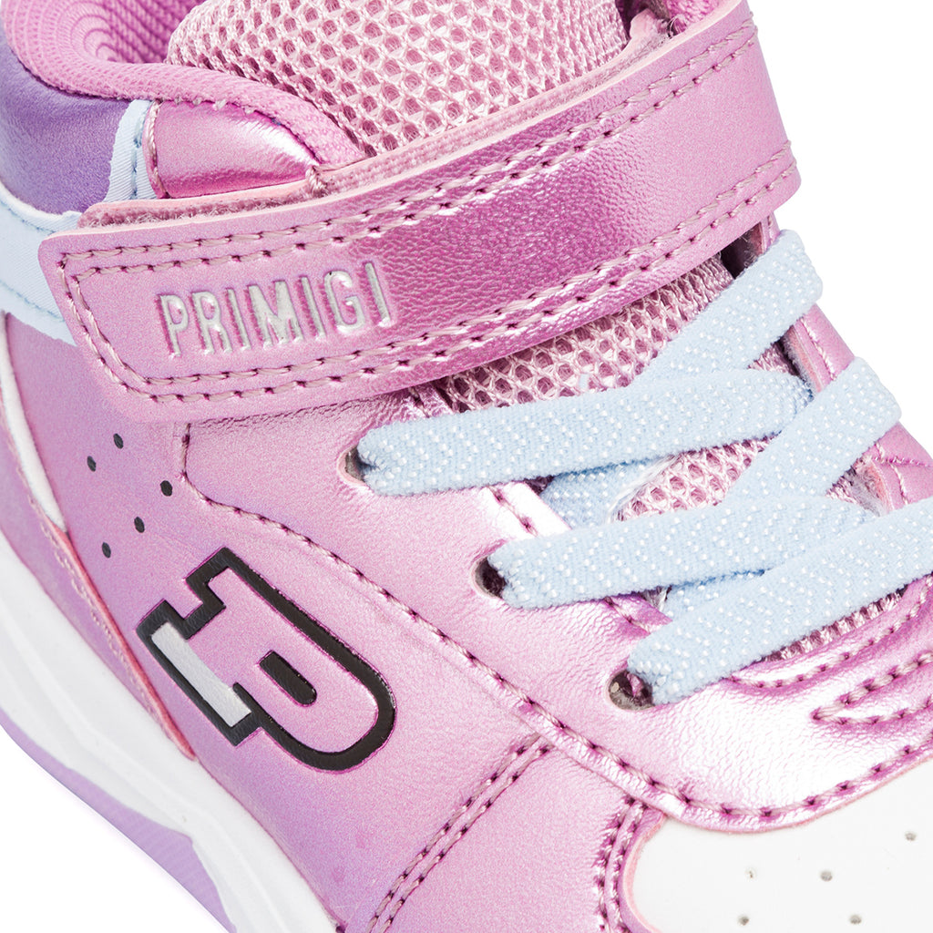 Sneakers primi passi bambina rosa metallizzato con logo Primigi