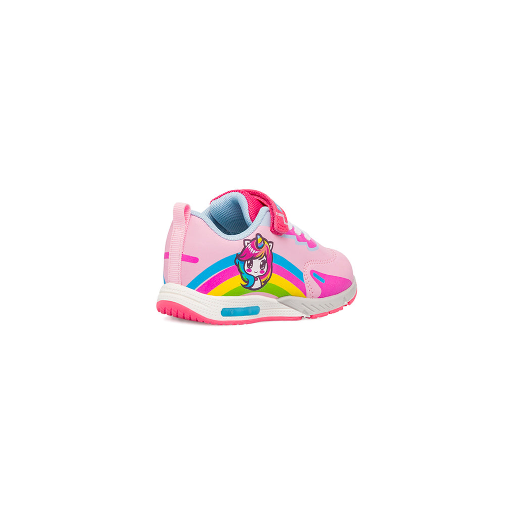 Sneakers primi passi bambina rosa con dettagli multicolore e luci Primigi