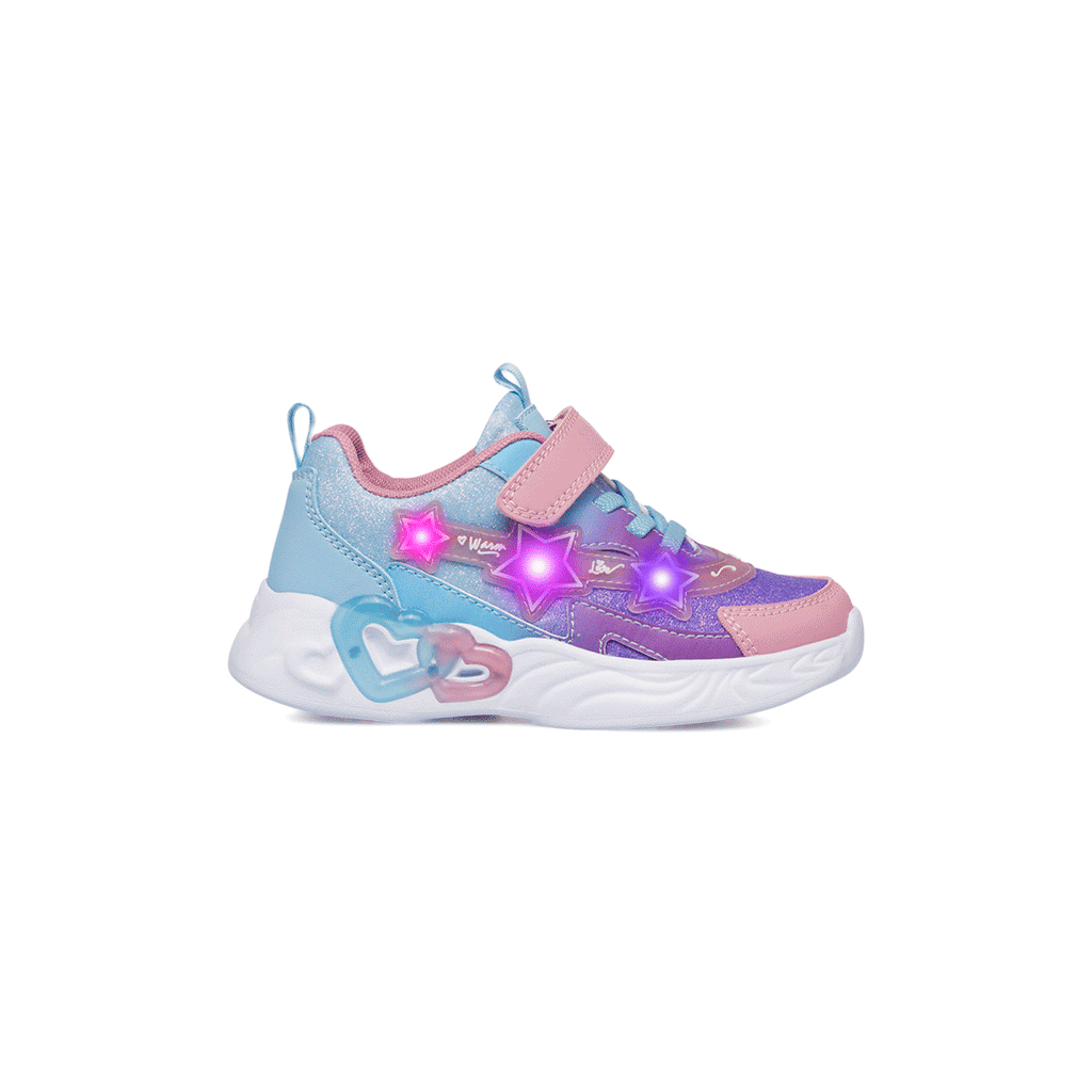 Sneakers da bambina viola e azzurre con luci Le Scarpe di Alice