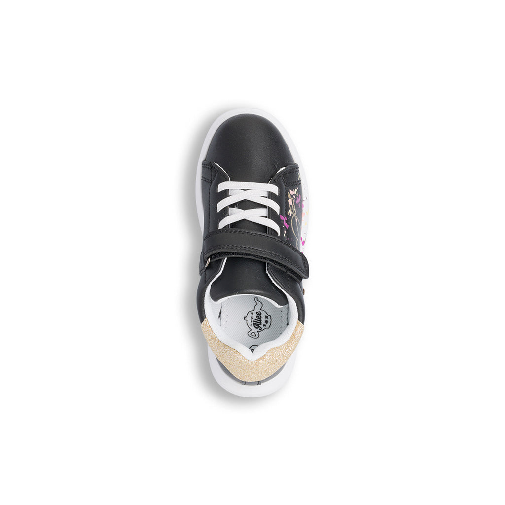 Sneakers nere da bambina con dettagli glitter e stampa Le scarpe di Alice