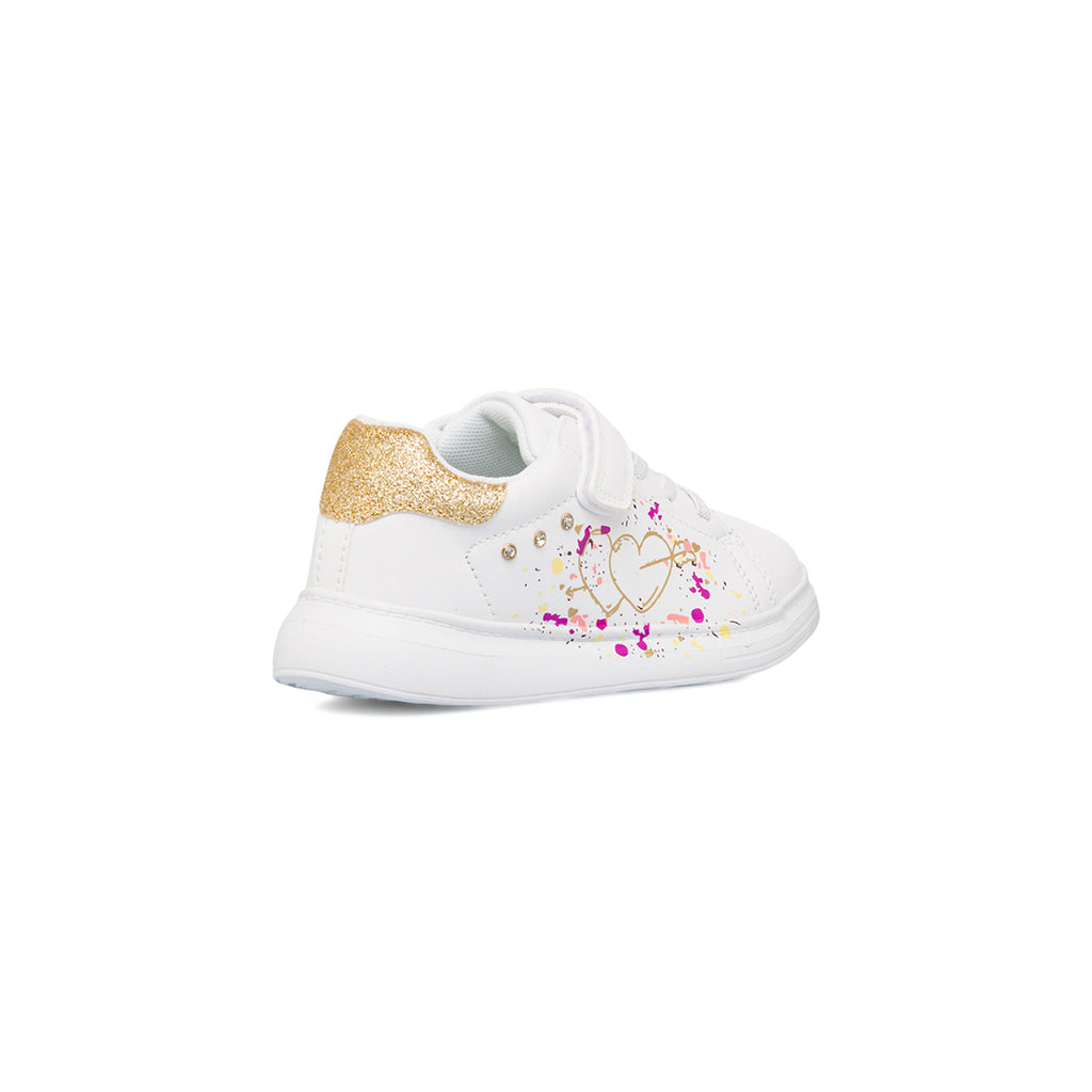 Sneakers bianche da bambina con dettagli glitter e stampa Le scarpe di Alice