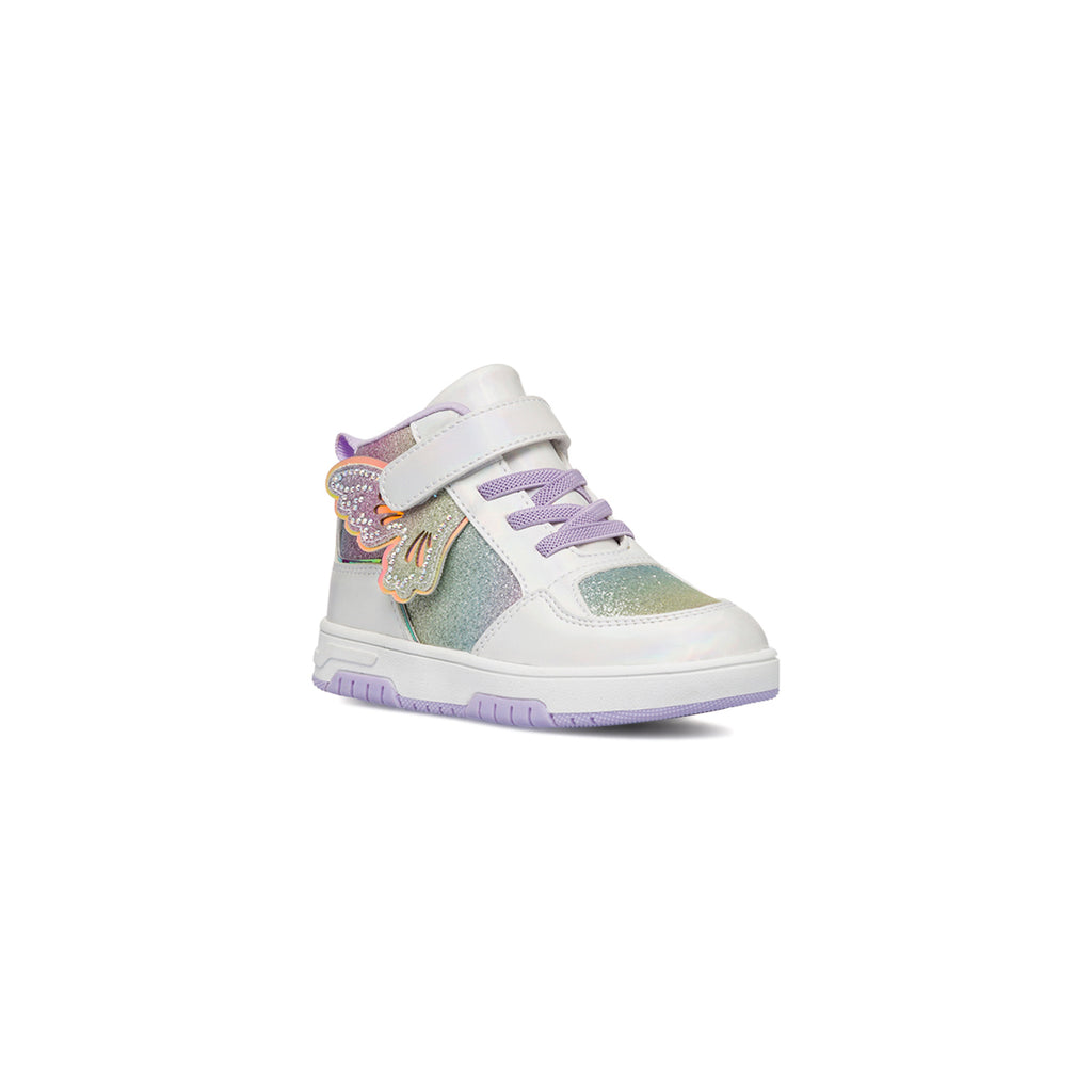 Sneakers bianche da bambina con dettagli lilla e glitter Le scarpe di Alice
