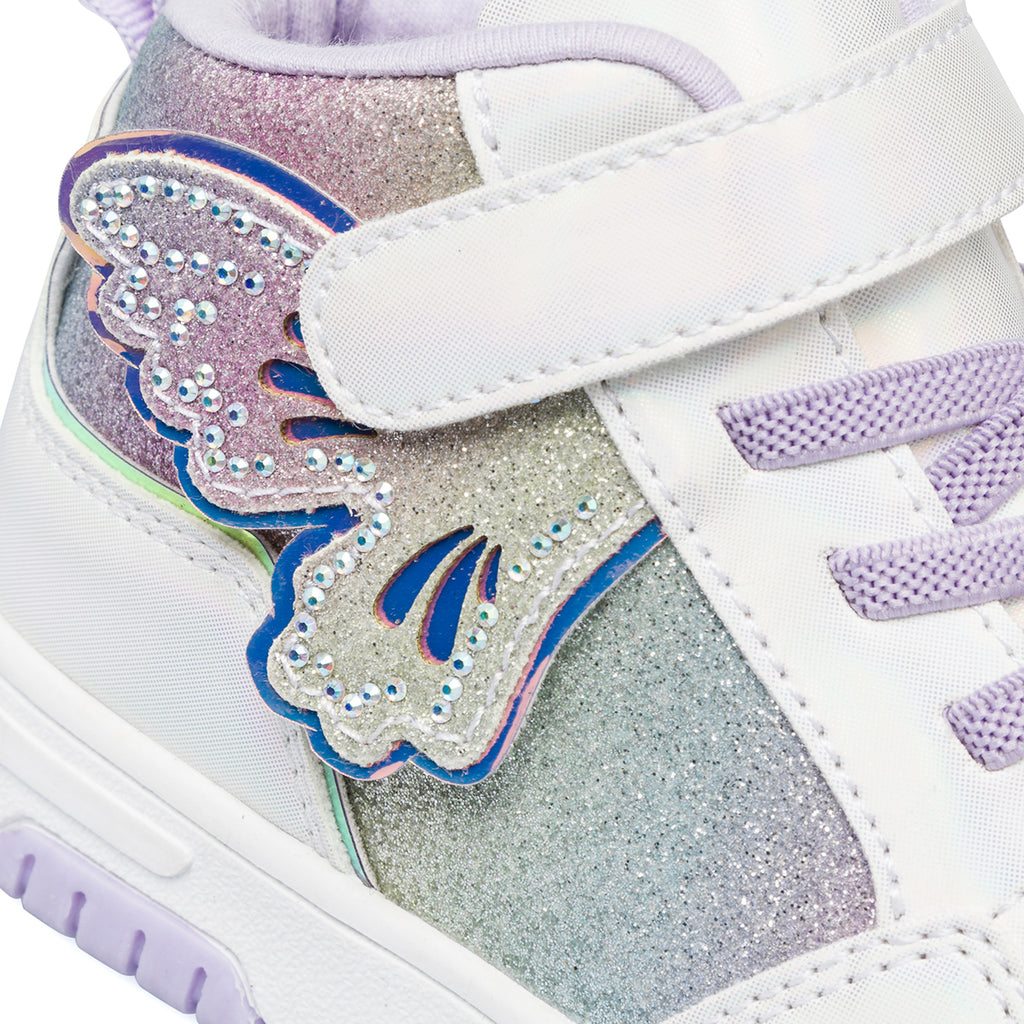 Sneakers bianche da bambina con dettagli lilla e glitter Le scarpe di Alice