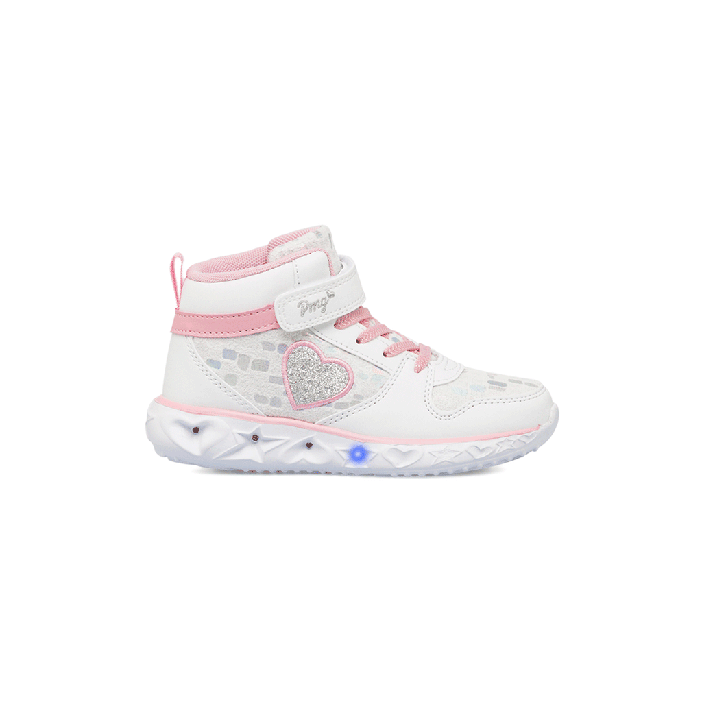 Sneakers da bambina bianche e rosa con luci Primigi