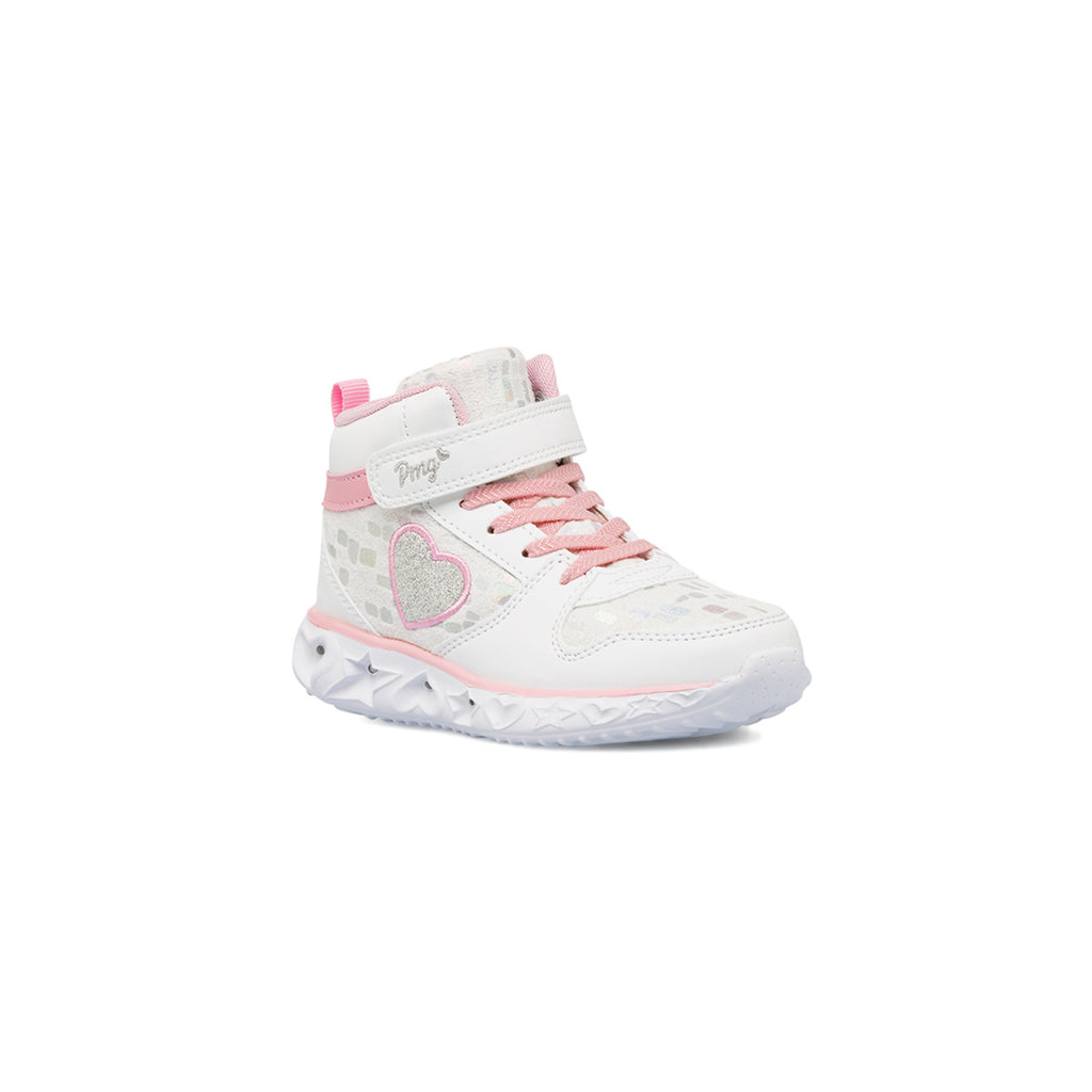 Sneakers da bambina bianche e rosa con luci Primigi