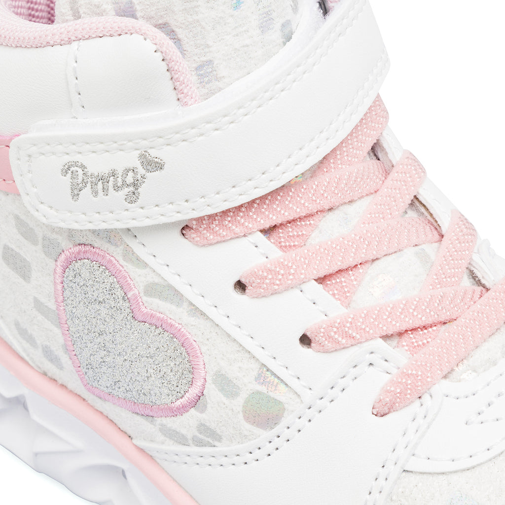 Sneakers da bambina bianche e rosa con luci Primigi
