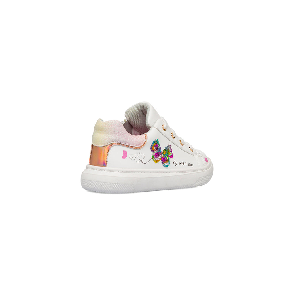 Sneakers bianche da bambina con dettagli glitter e farfalla con paillettes Le scarpe di Alice
