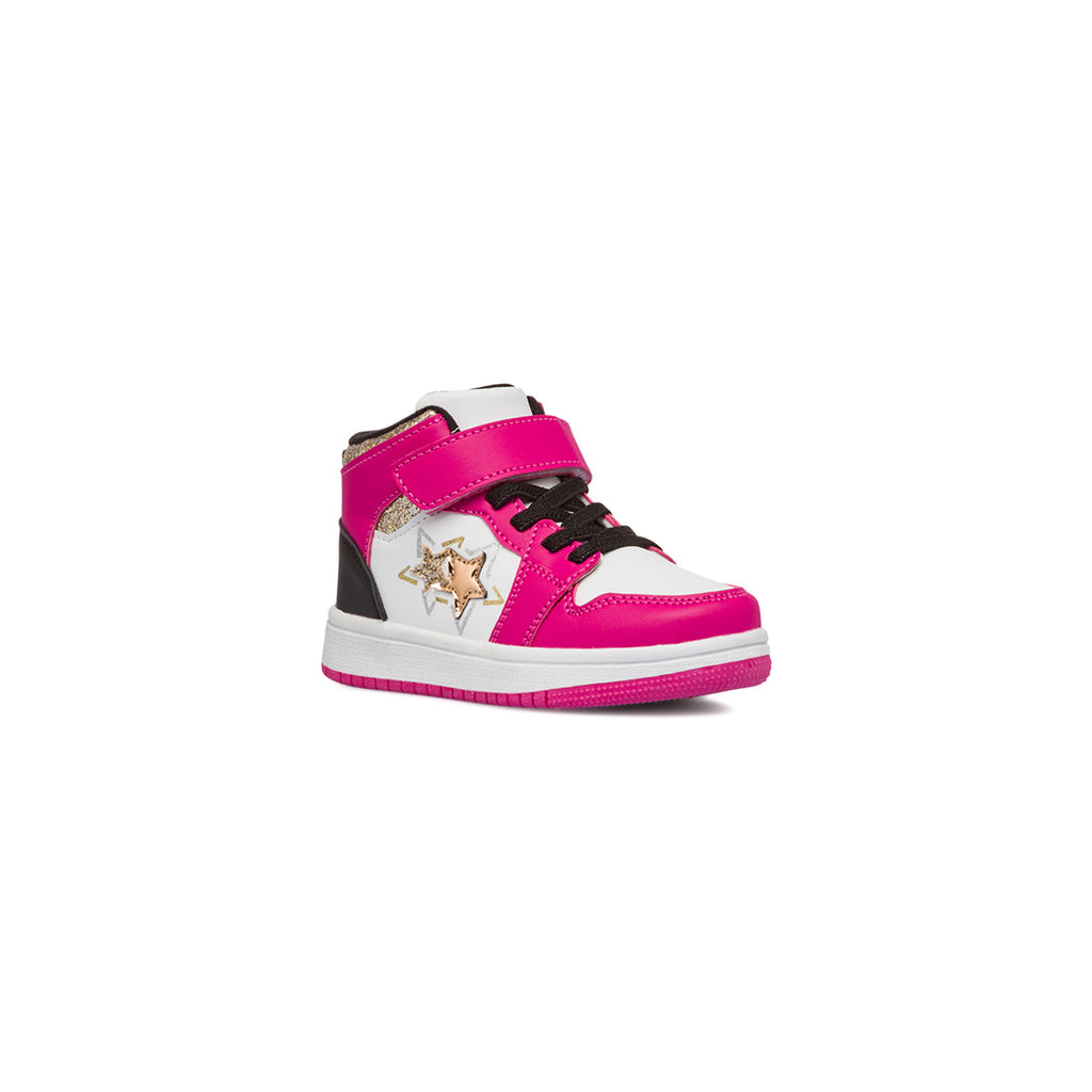 Sneakers alte da bambina bianche e fucsia con inserti neri e glitter Le scarpe di Alice