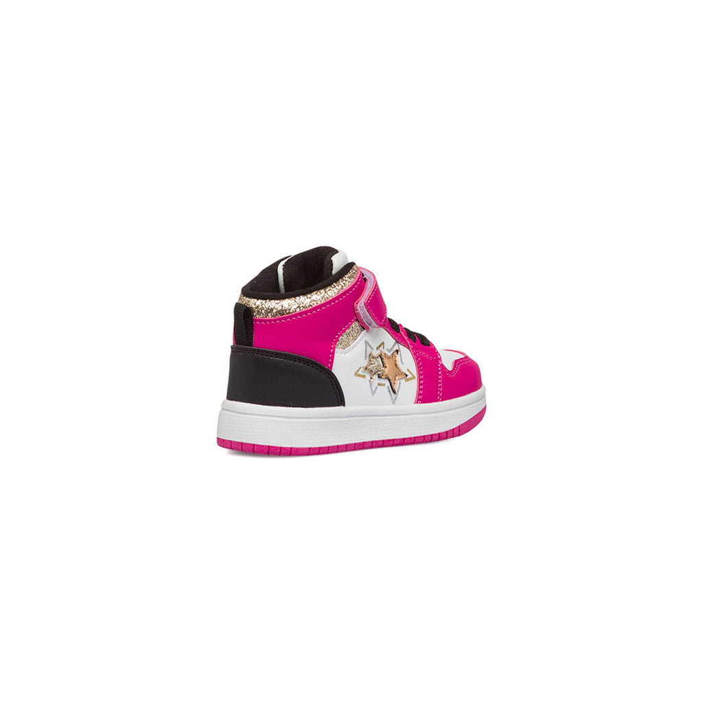 Sneakers alte da bambina bianche e fucsia con inserti neri e glitter Le scarpe di Alice