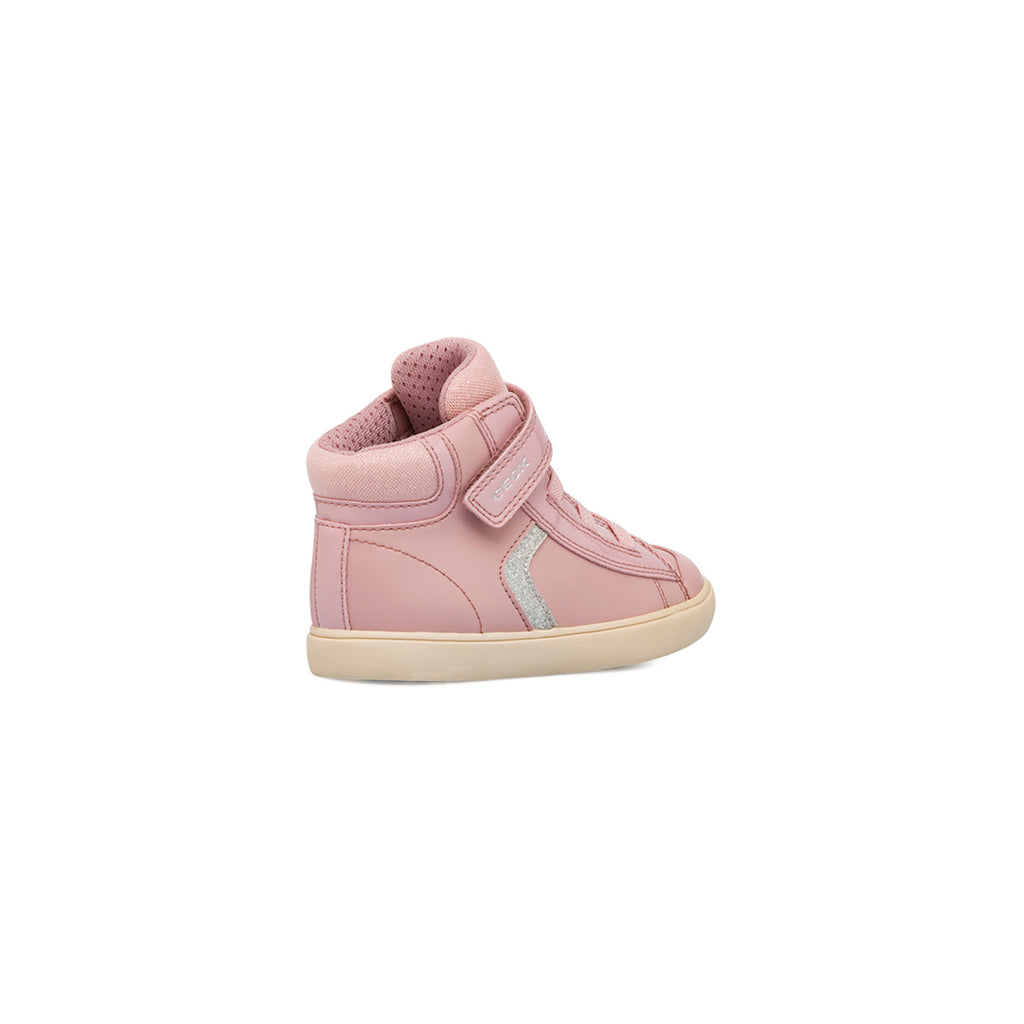 Sneakers alte traspiranti da bambina rosa con glitter Geox