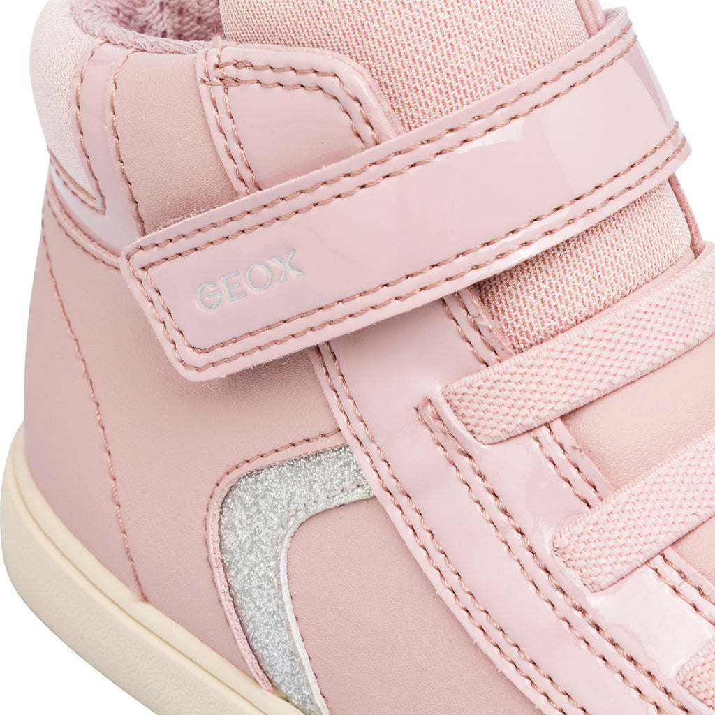 Sneakers alte traspiranti da bambina rosa con glitter Geox