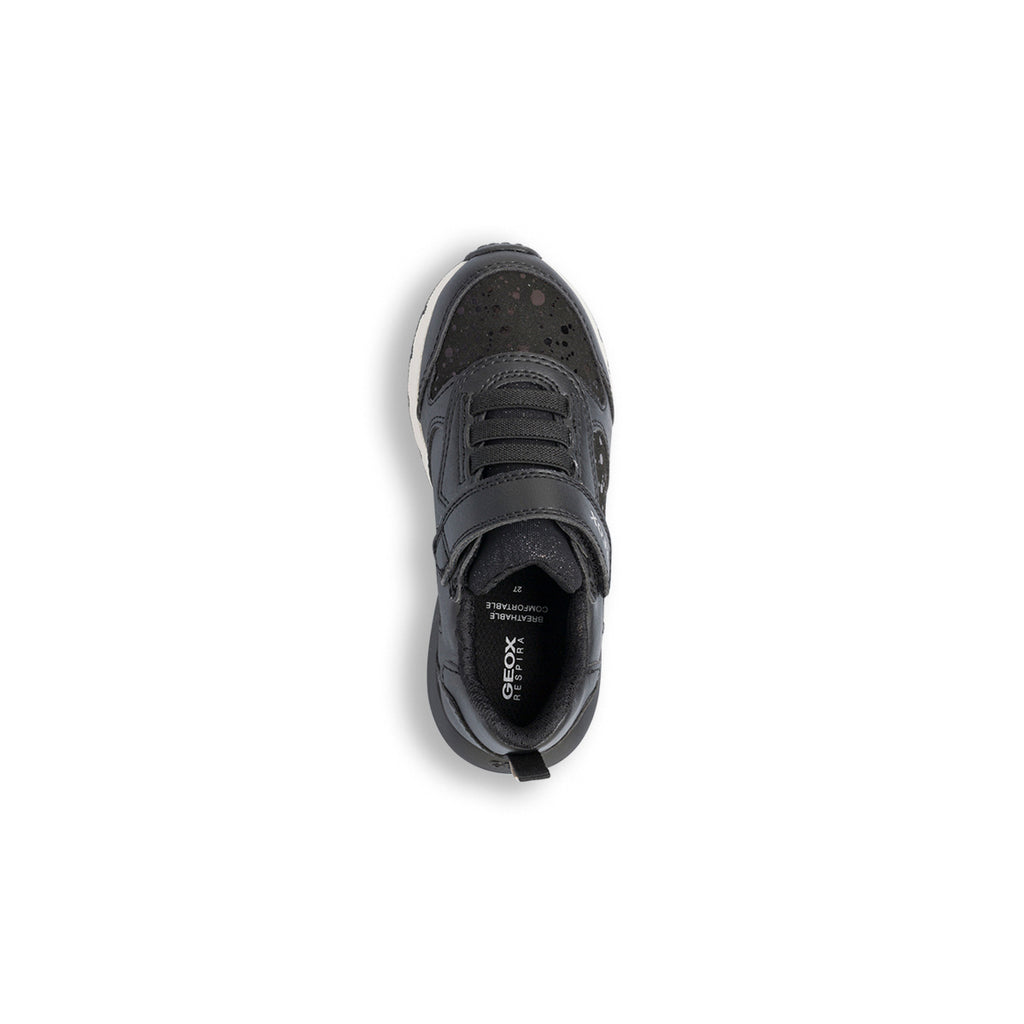 Sneakers traspiranti da bambina nere con dettagli lucidi Geox