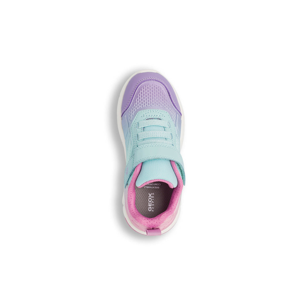 Sneakers bambina traspiranrti multicolore con luci nella suola Geox