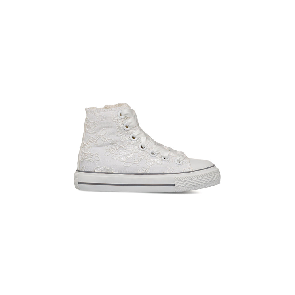 Sneakers alte bianche da Bambina Le scarpe di Alice con ricami floreali
