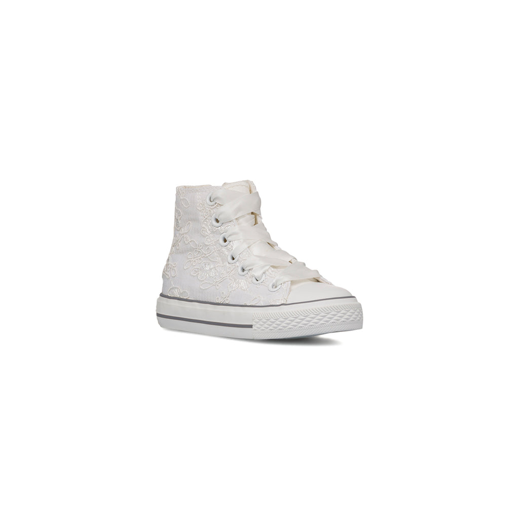 Sneakers alte bianche da Bambina Le scarpe di Alice con ricami floreali