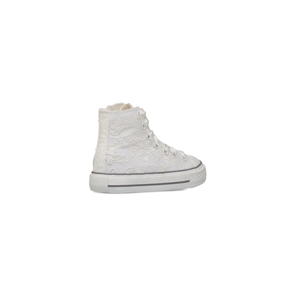 Sneakers alte bianche da Bambina Le scarpe di Alice con ricami floreali