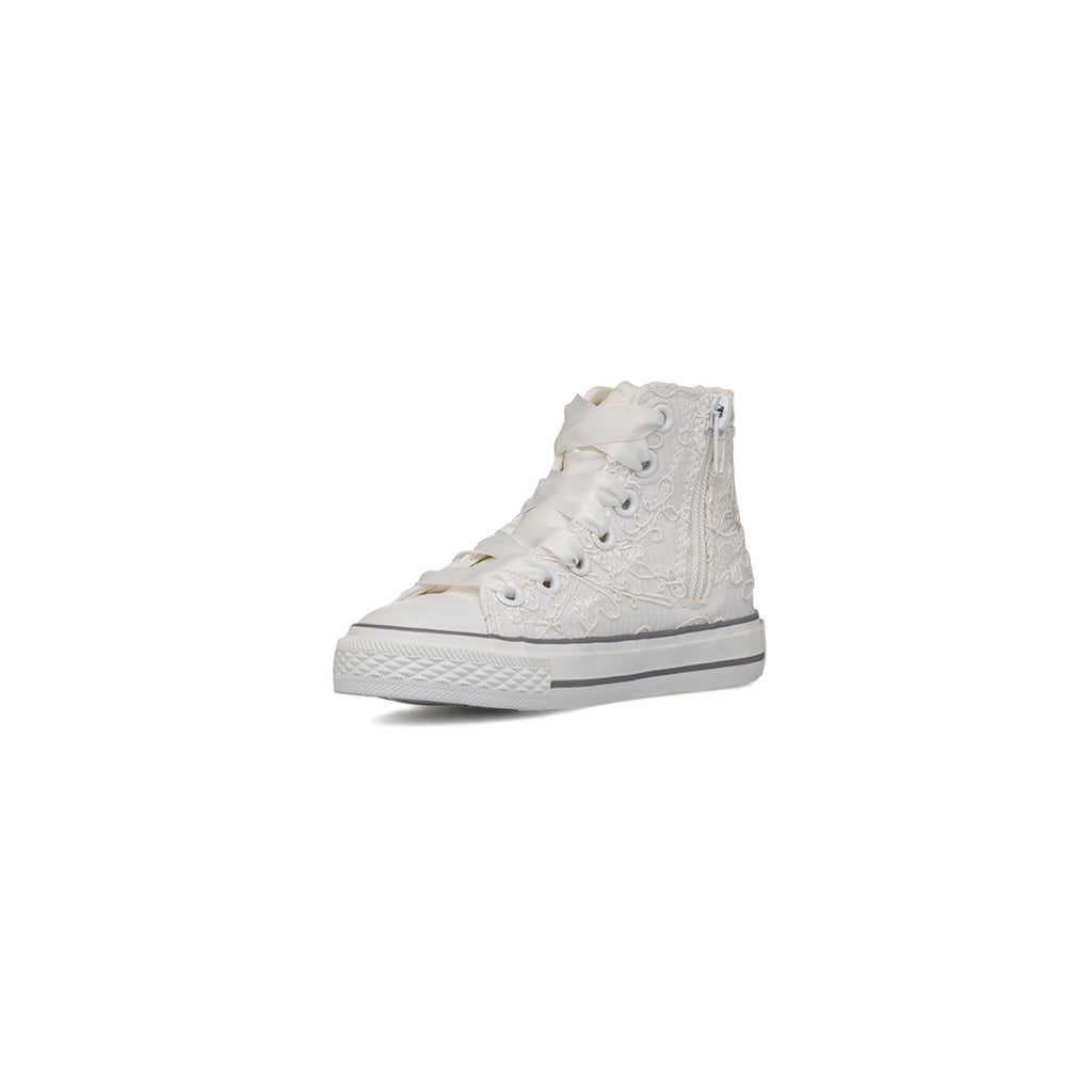Sneakers alte bianche da Bambina Le scarpe di Alice con ricami floreali
