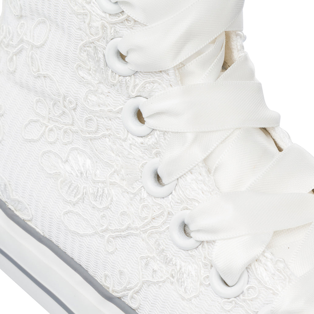 Sneakers alte bianche da Bambina Le scarpe di Alice con ricami floreali