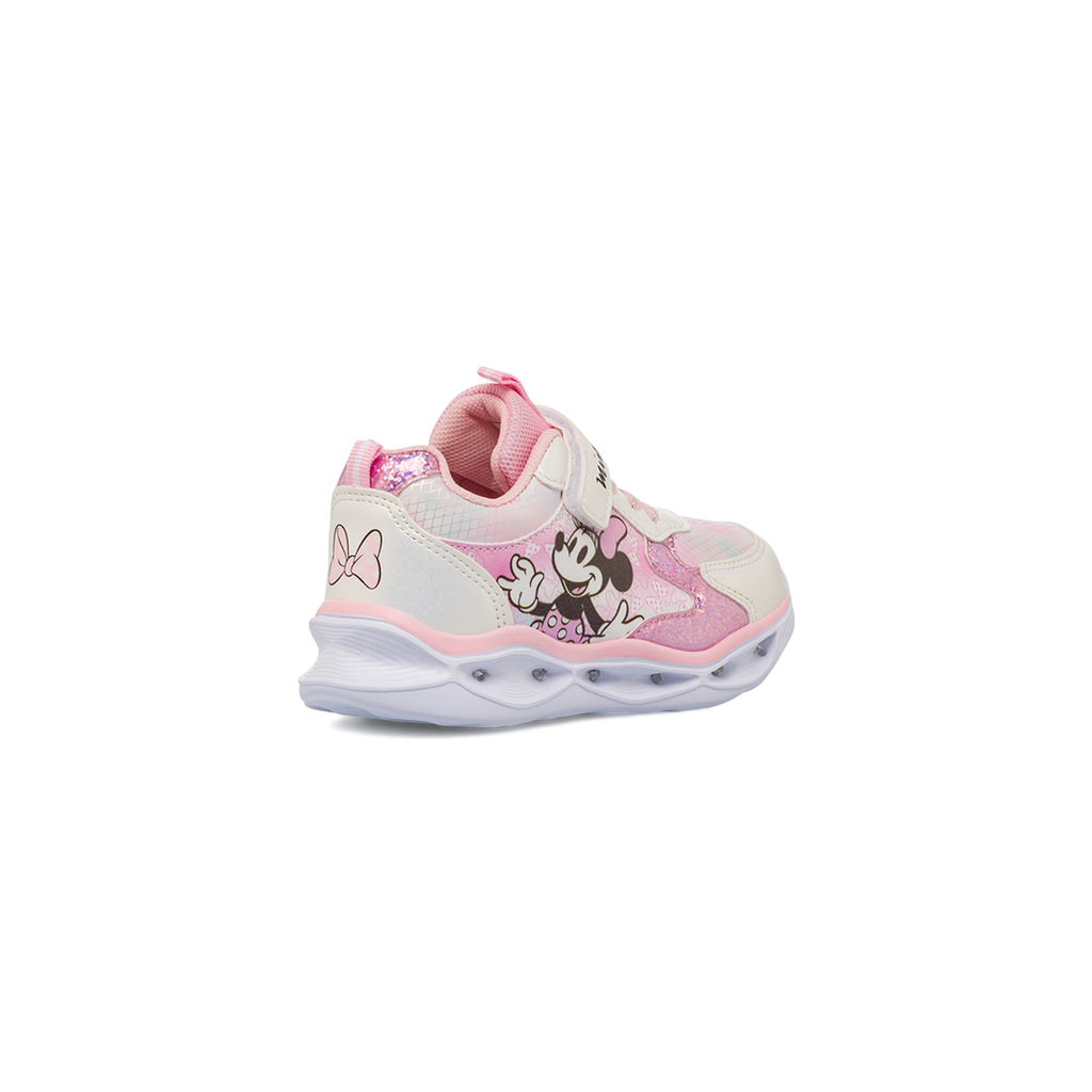Sneakers da bambina rosa e bianche Minnie con luci e glitter Disney