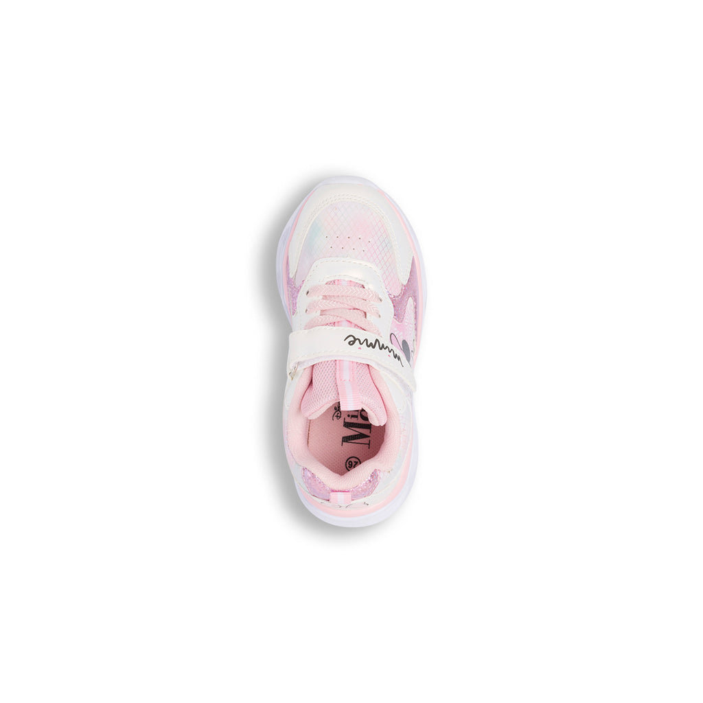 Sneakers da bambina rosa e bianche Minnie con luci e glitter Disney