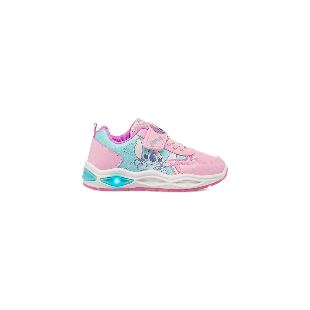 Sneakers rosa e azzurre da Bambina con Luci e patch Stitch