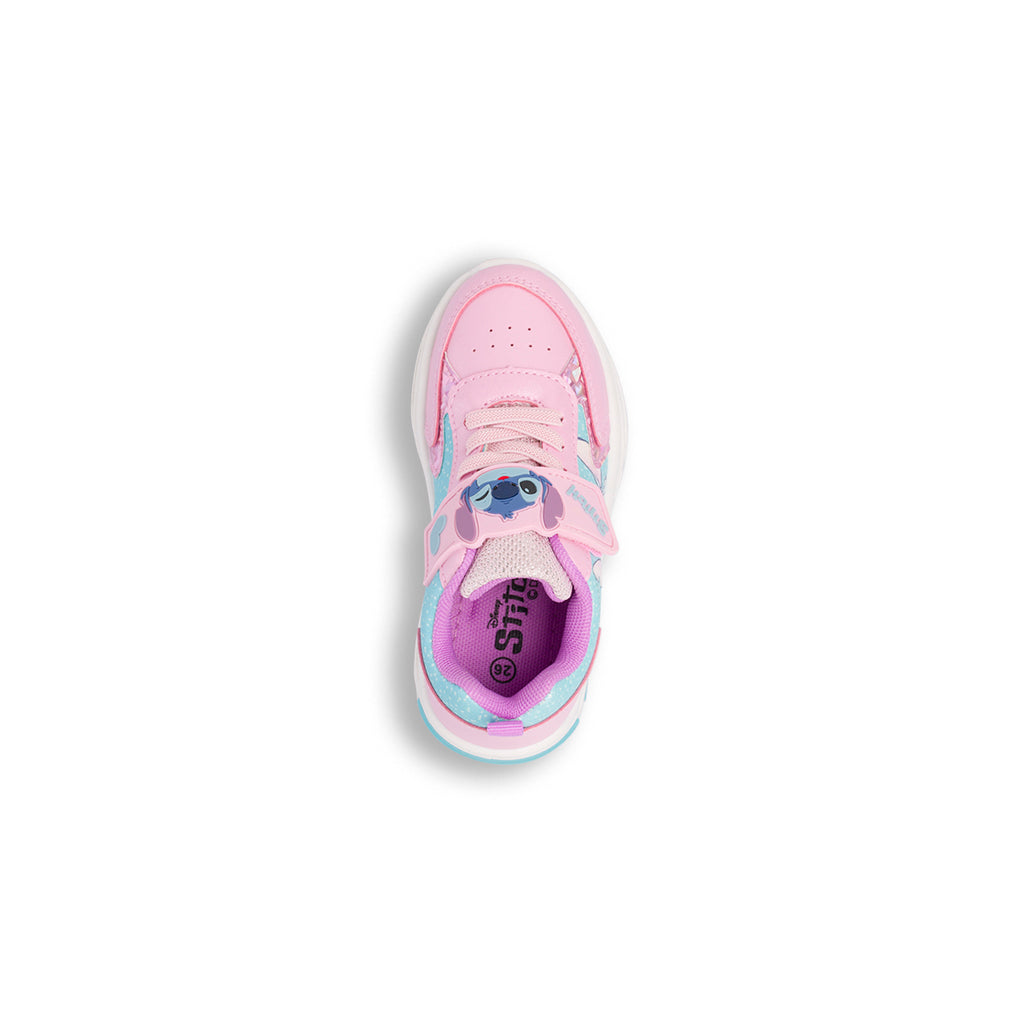 Sneakers rosa e azzurre da Bambina con Luci e patch Stitch