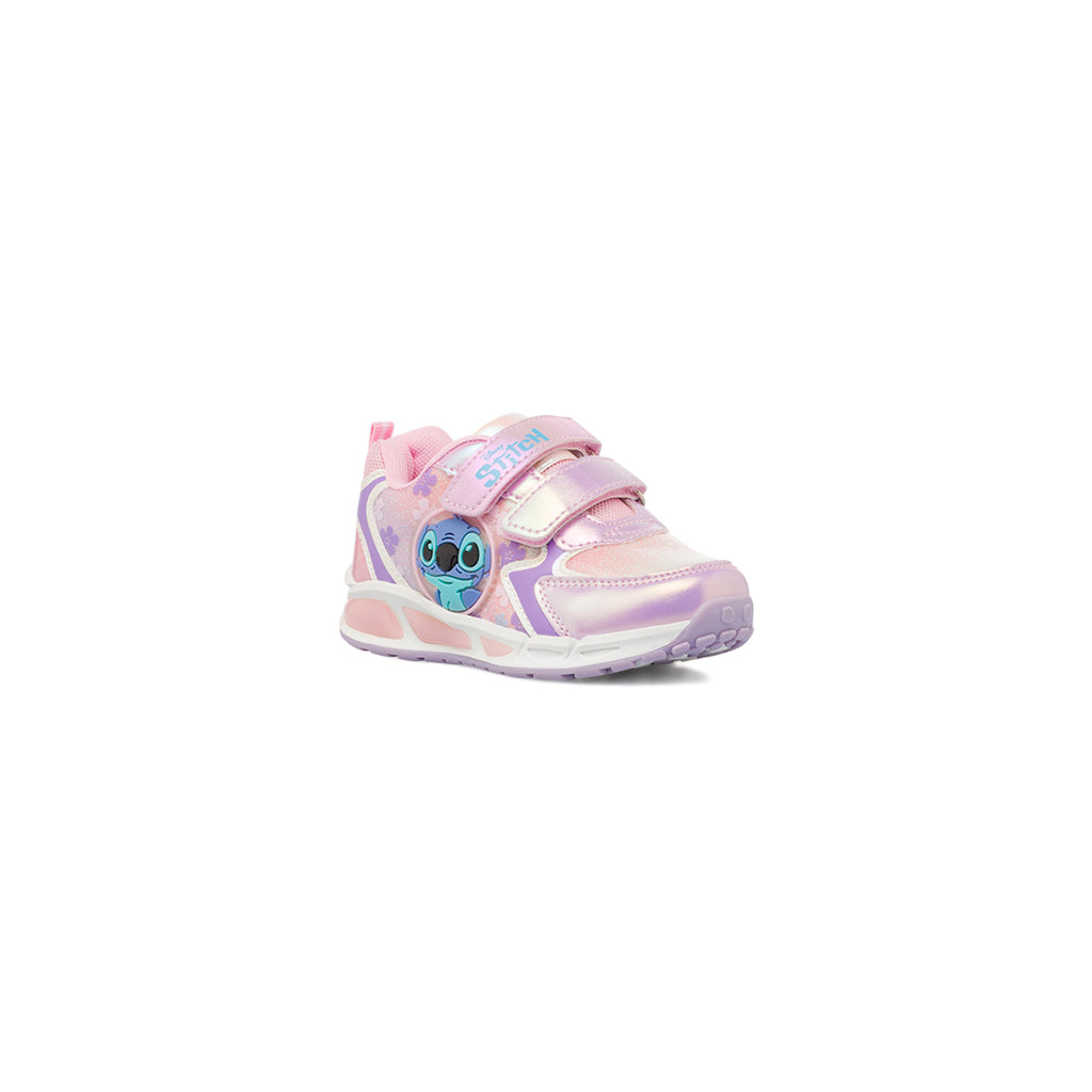 Sneakers rosa effetto iridescente con Luci da Bambina Stitch